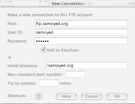 Fetch's New Connection window